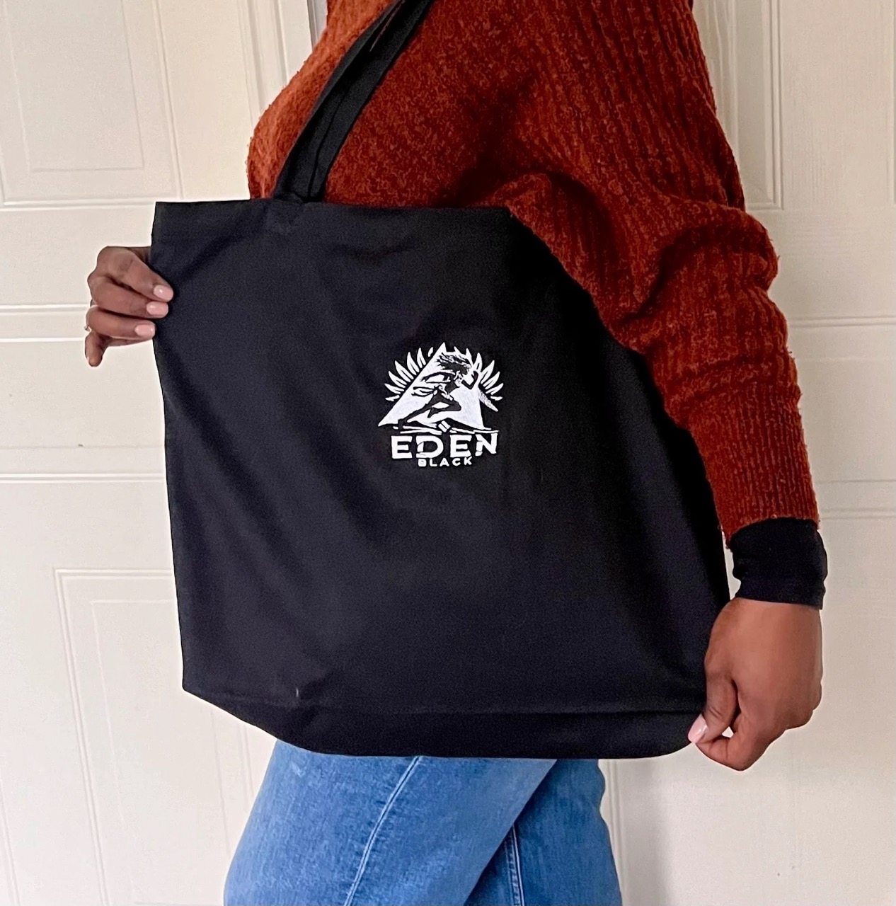 Eden Black large organic tote bag