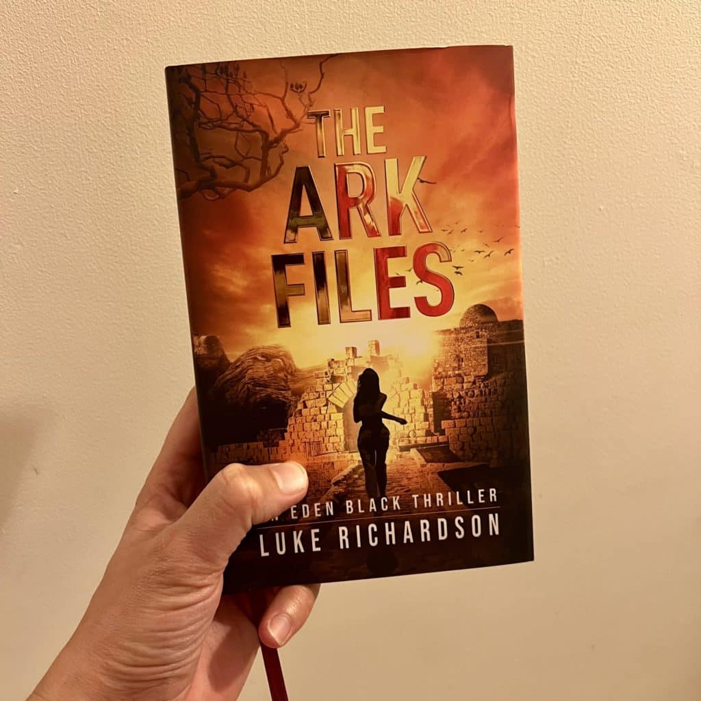 The Ark Files signed special edition hardback by Luke Richardson, held in hand