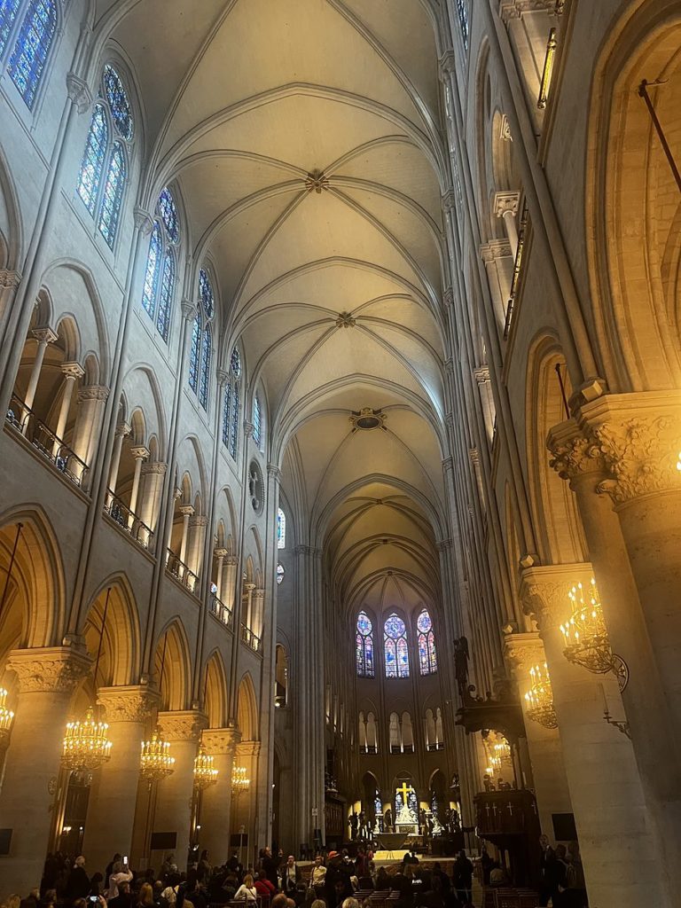 The vaulted nave of Notre-Dame de Paris, a key location in The Alchemist’s Codex